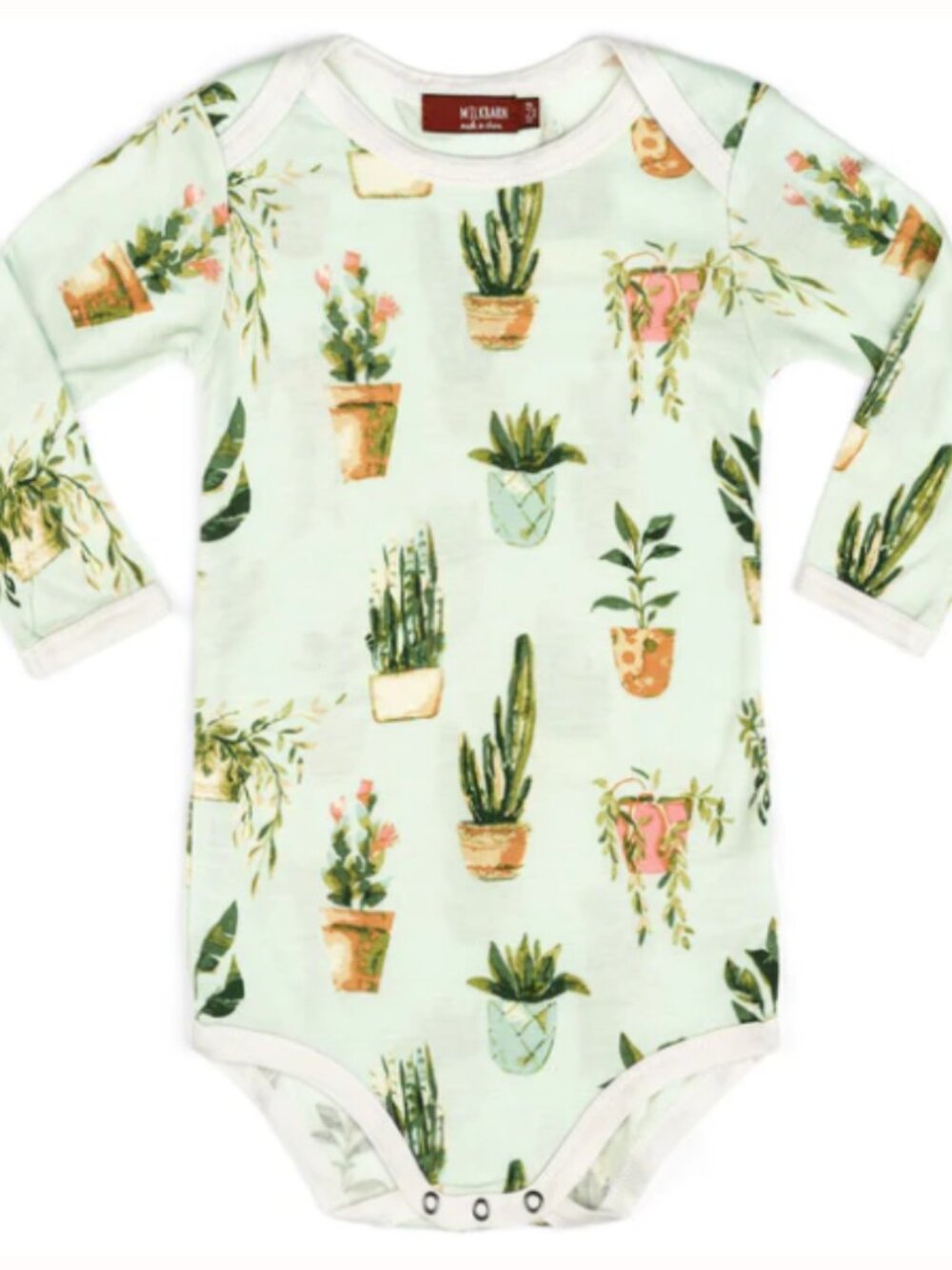 Milkbarn Baby Bodysuit with Potted Plant Print